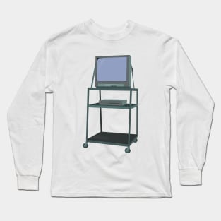 TV and VCR cart Classroom 80s 90s Funny School Long Sleeve T-Shirt